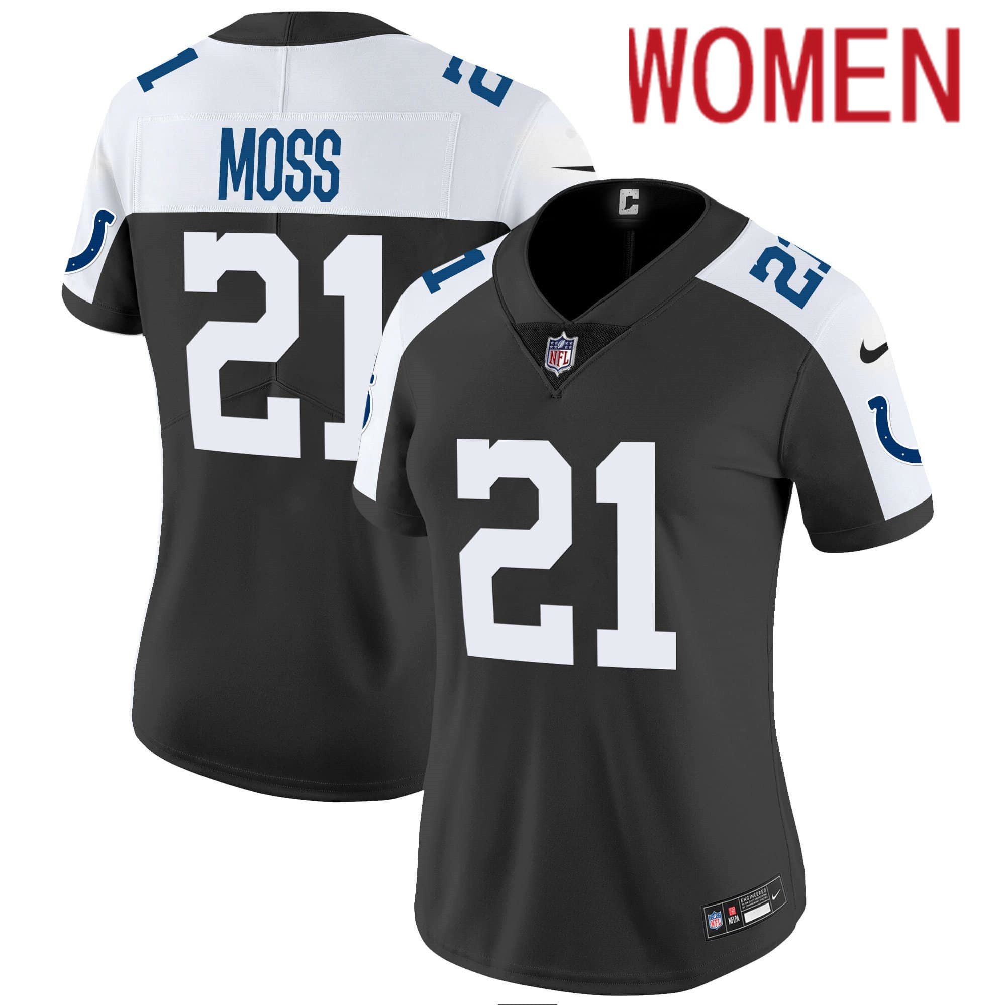 Women Indianapolis Colts #21 Moss Black 2024 Nike Vapor Limited NFL Jersey